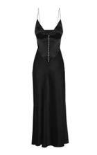 Anna October Claire Button-detailed Satin Maxi Dress