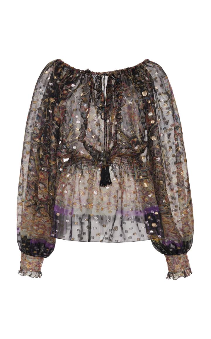 Moda Operandi Etro Metallic Dot Silk-blend Top Size: 38