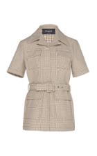 Moda Operandi Rochas Belted Checkered Jacket Size: 38
