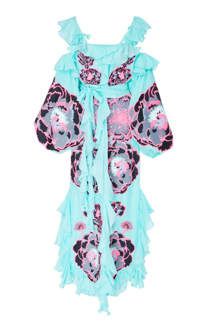 Yuliya Magdych Marigold Embroidered Ruffle Cotton Dress