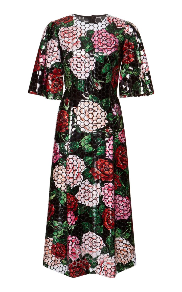 Dolce & Gabbana Polka-dot Floral Tulle Midi Dress