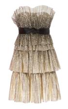 Jenny Packham Lita Pleated Foil Mini Dress