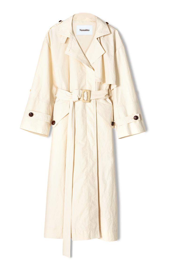 Moda Operandi Nanushka Caylei Oversized Cotton Poplin Trench Coat