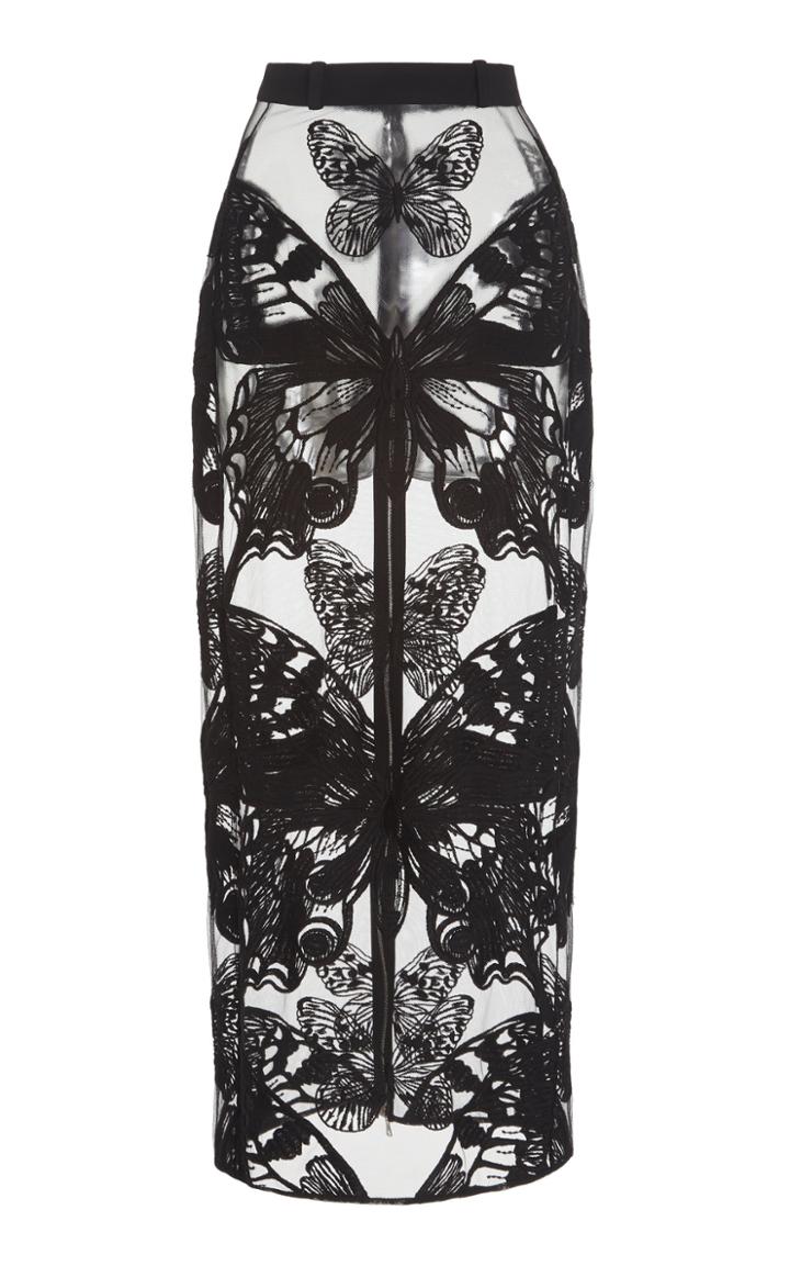 David Koma Butterfly Net Lace Midi Skirt