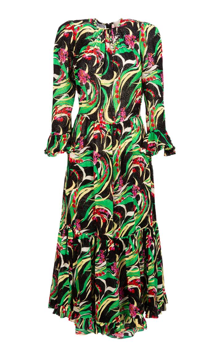 La Doublej Visconti Ruffle-tiered Silk Blend Midi Dress