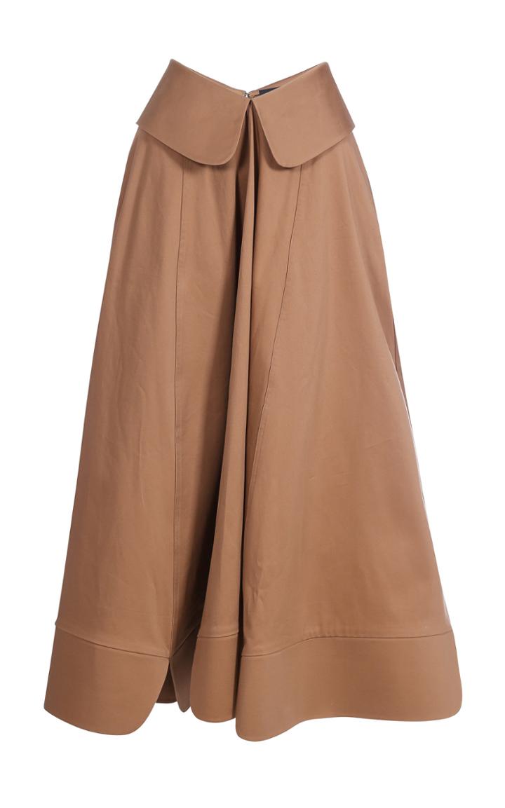 Bevza Camel Folded Midi Skirt
