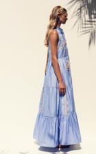 Moda Operandi Silvia Tcherassi Aviaton Feather-tipped Embroidered Cotton Maxi Dress