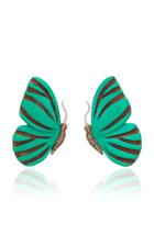 Silvia Furmanovich Sculptural Botanical Marquetry Butterfly Earrings