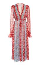 Carolina Herrera Long-sleeve V-neck Midi Dress