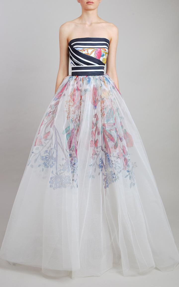 Moda Operandi Elie Saab Printed Mikado And Tulle Gown