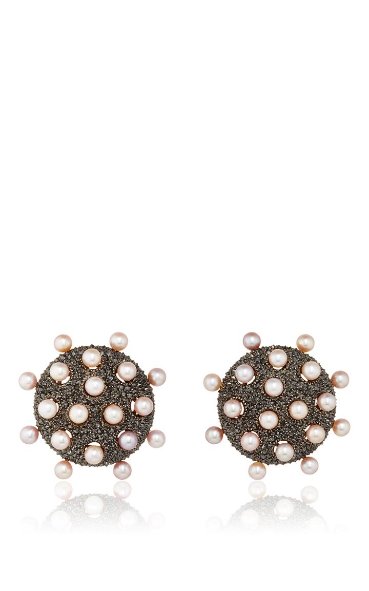 Vbh Oxidized White Gold Bombe Earrings