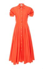Alexis Gyles Pleated Cotton-blend Midi Dress