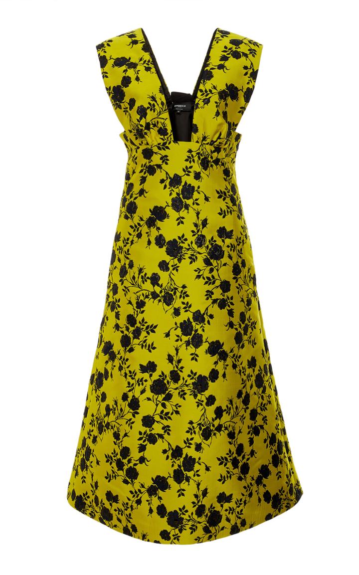 Rochas Printed Crepe De Chine Midi Dress