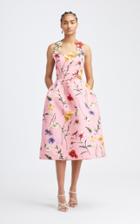 Moda Operandi Oscar De La Renta Floral Halter Midi Full Skirt Dress