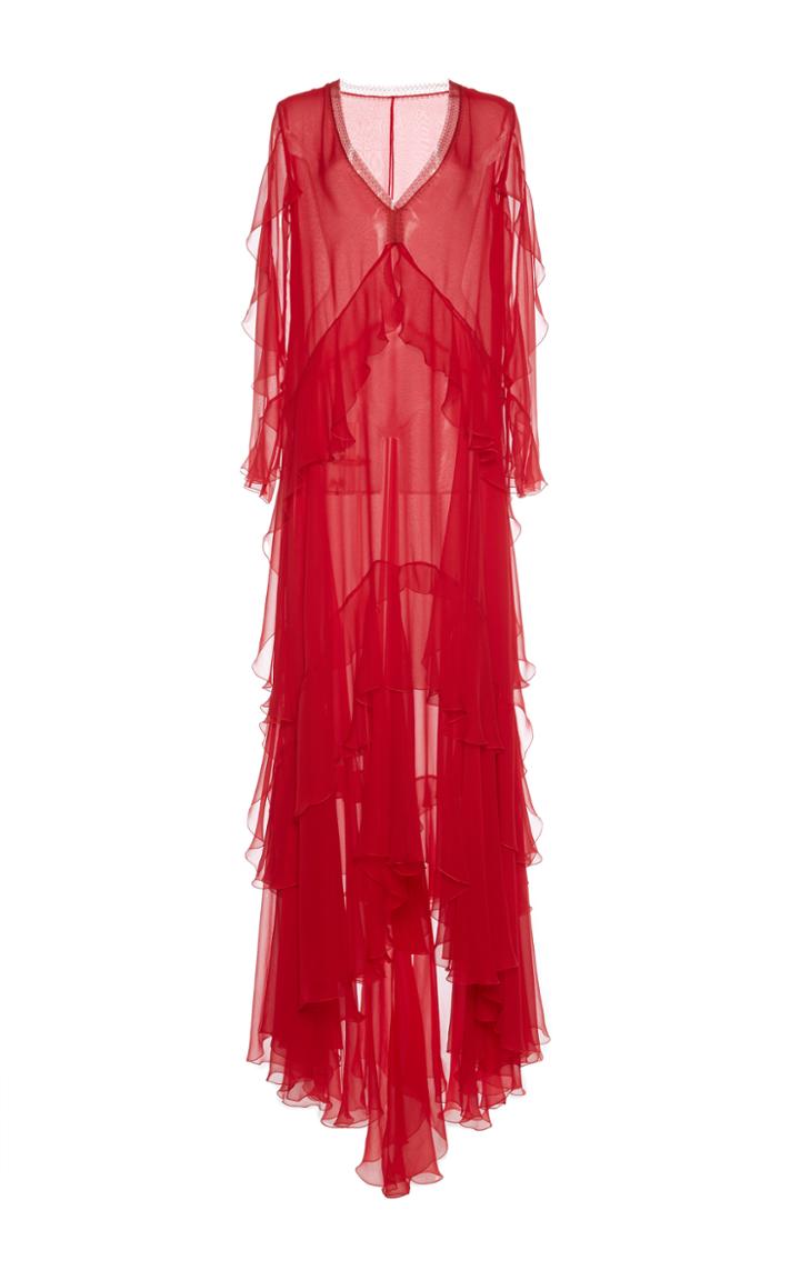 Alberta Ferretti Cascading Ruffle Gown