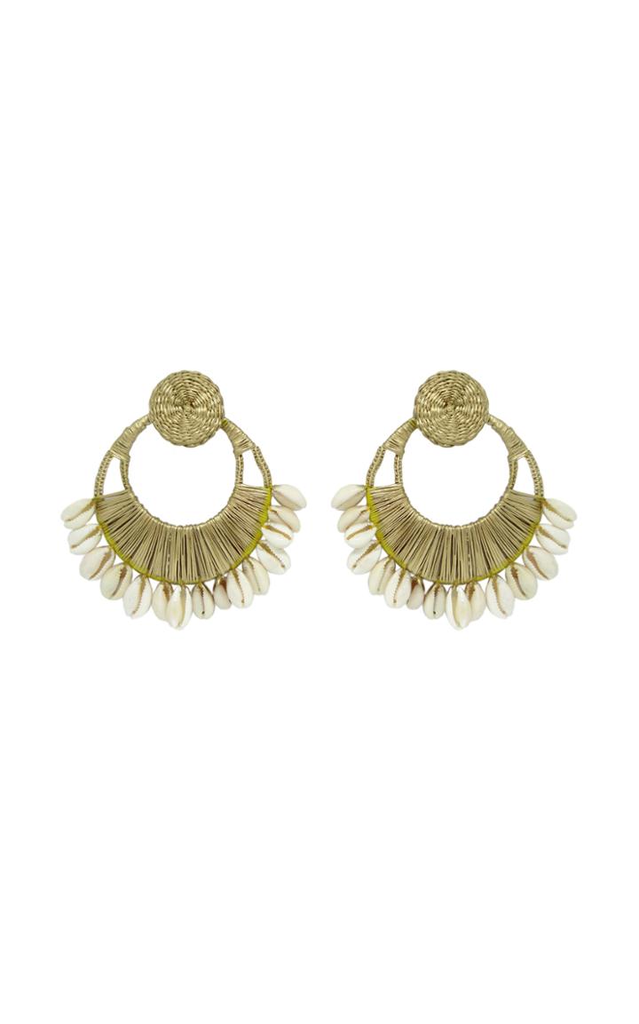 Moda Operandi Johanna Ortiz Historia Natural Metallic Iraca And Shell Hoop Earring