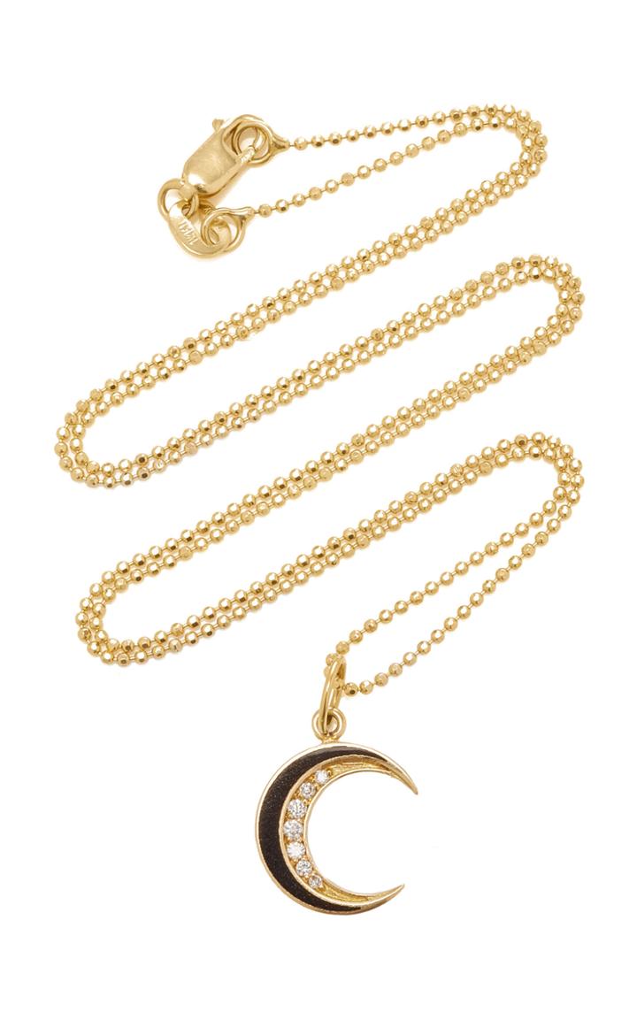 Andrea Fohrman Black Enamel Crescent Necklace