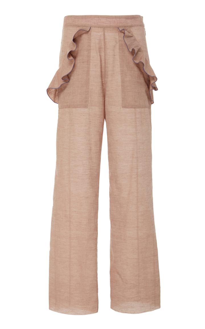 Alix Of Bohemia Tulip Ruffled Cotton Wide-leg Pants