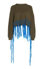 Loewe Cropped Woven Fringe Sweater