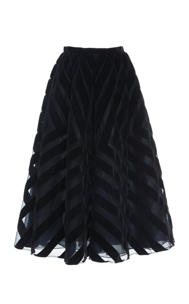 Luisa Beccaria Chevron Devore Virgin Wool Skirt