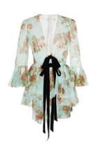 Moda Operandi Brock Collection Floral-printed Tie-accented Silk Jacket Size: 0
