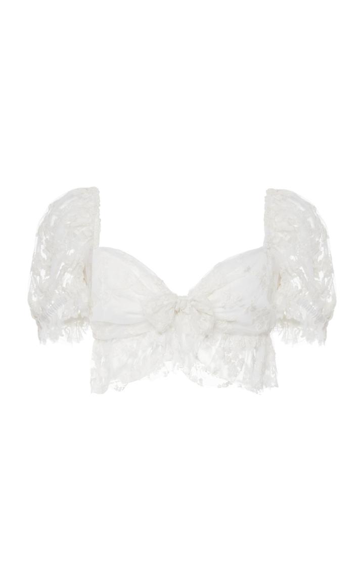 Moda Operandi Loveshackfancy Soleil Lace-applique Crop Top Size: 2