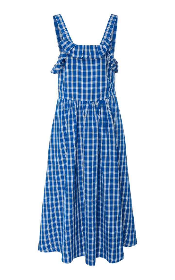 Sea Sunrise Ruffled Plaid Midi Dress