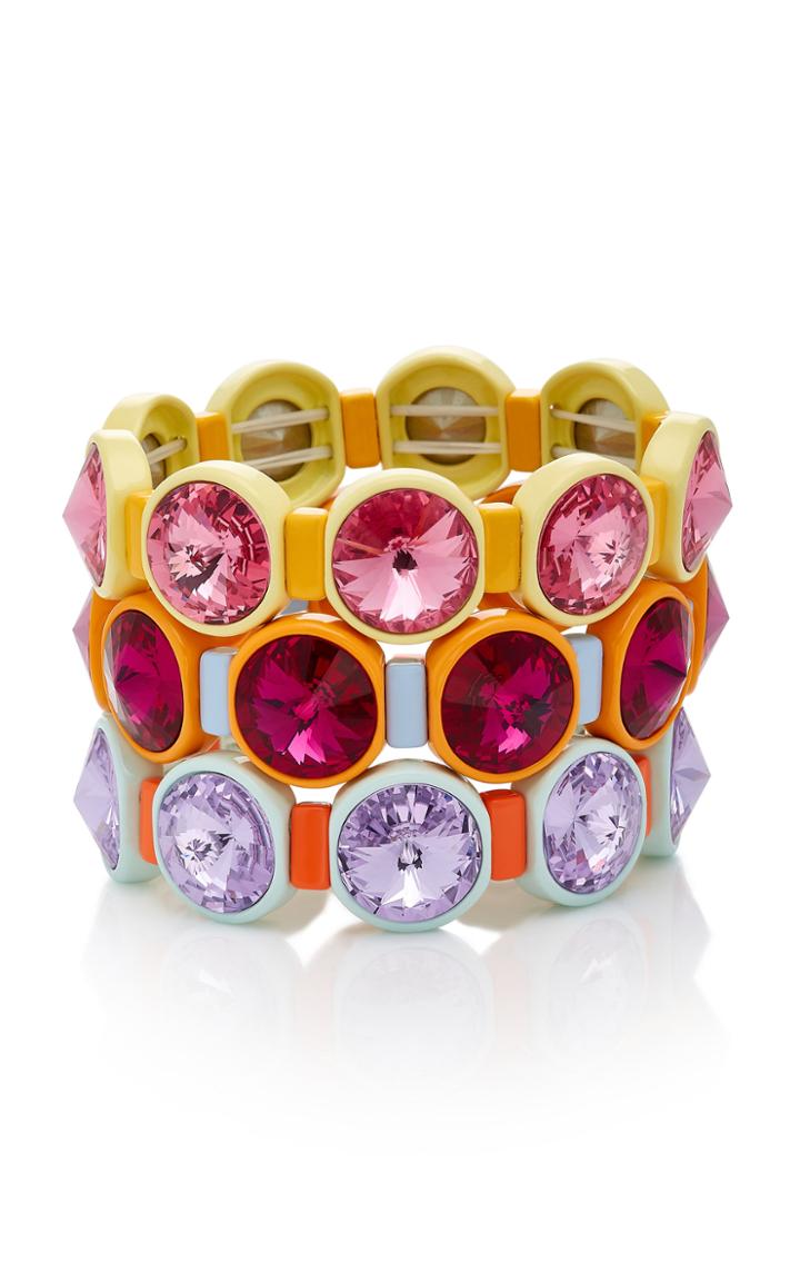 Roxanne Assoulin Set Of Three Technicolor Crystal Bracelets