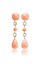 Moda Operandi Jenna Blake 18k Yellow Gold Coral And Diamond Drop Earrings