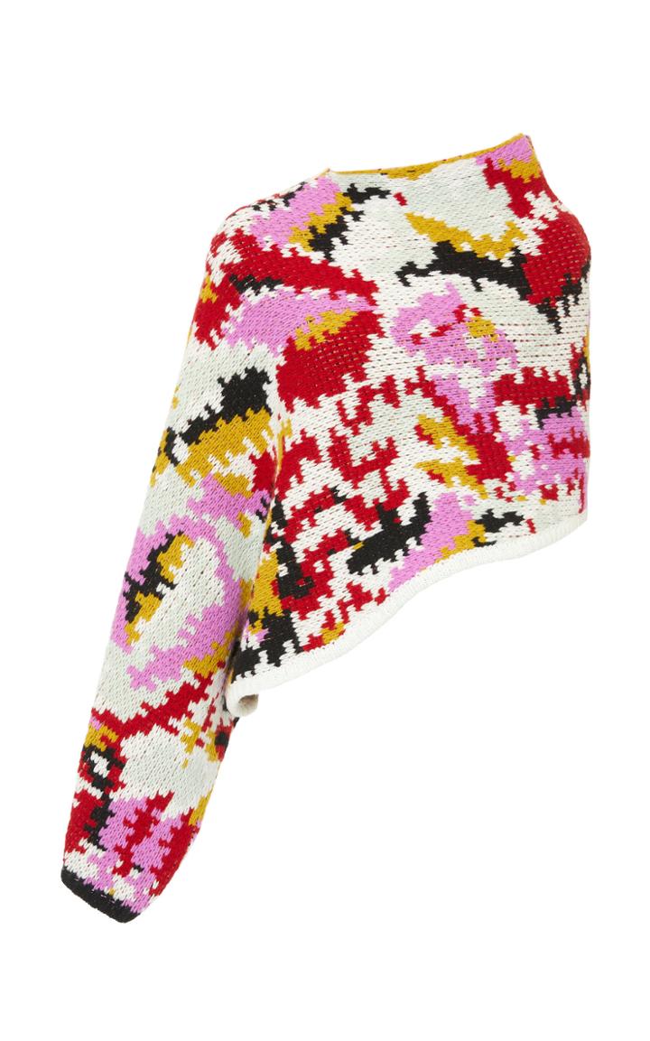 Missoni Asymmetric Intarsia-knit Wool Poncho