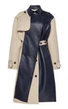 Moda Operandi Rokh Leather-paneled Cotton Trench Coat Size: 32