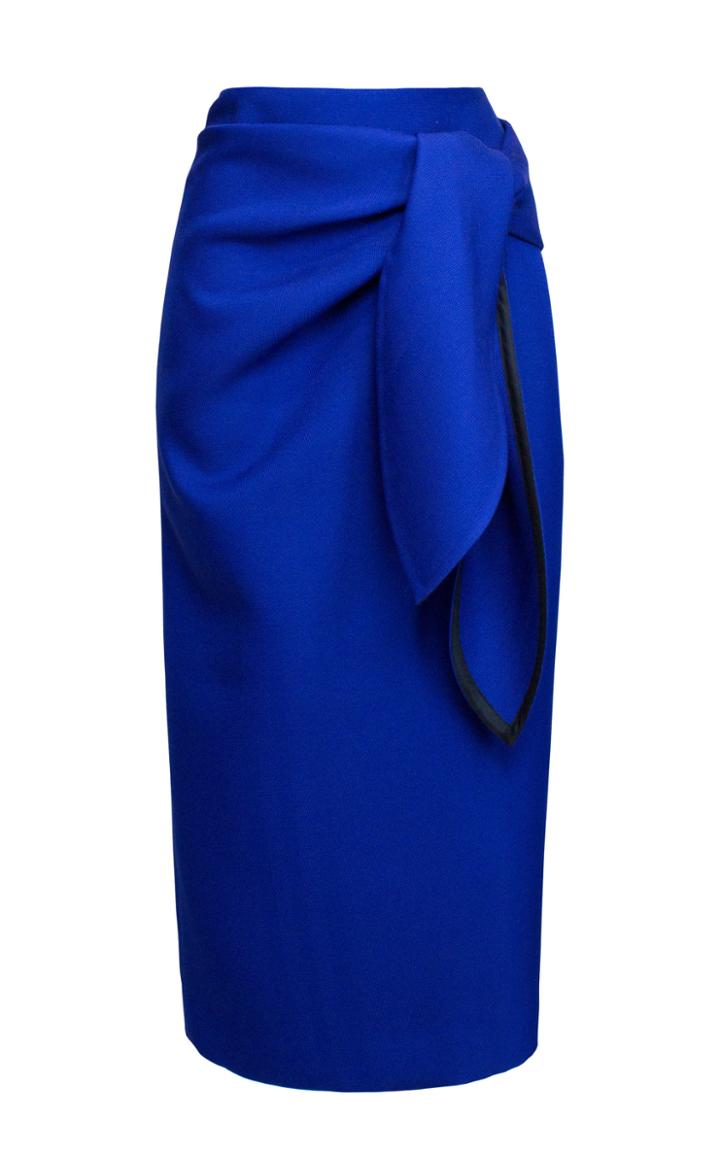 Lake Studio Tie-front Wrap-effect Twill Midi Pencil Skirt
