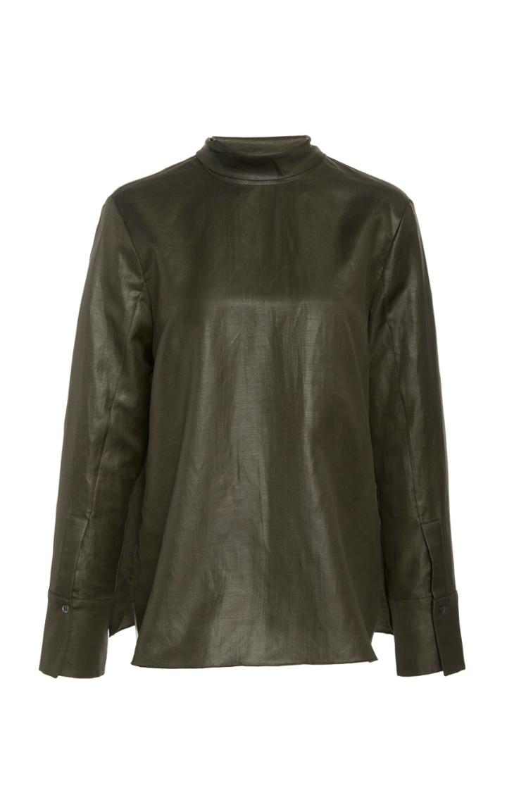 Partow Everett Turtleneck Linen-blend Top