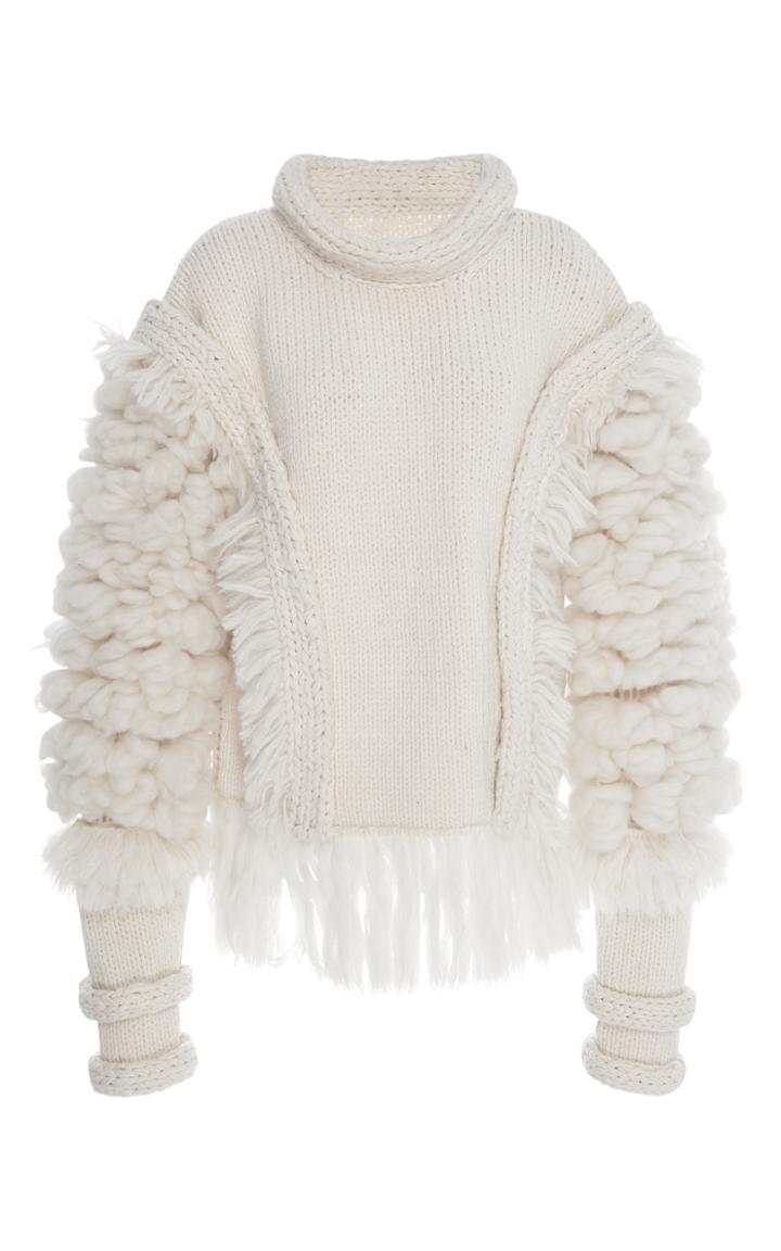 Prabal Gurung Long Sleeve Chunky Crew Neck Sweater