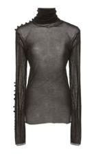 Lein Button Detail Turtleneck Top