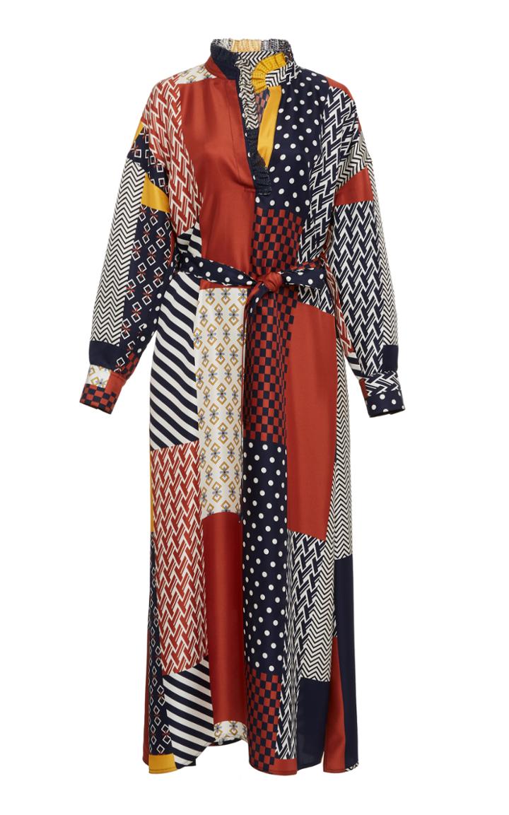 Tory Burch Bianca Silk Patchwork Dress