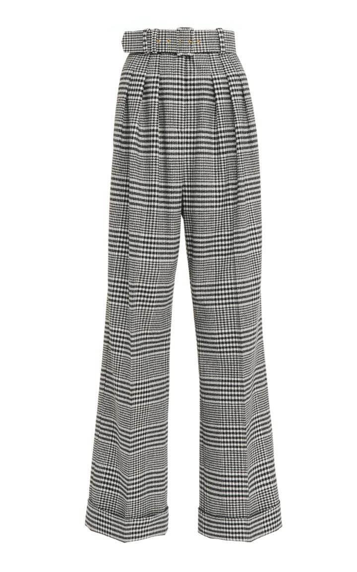 Emilia Wickstead Francis Belted Checked Wool Wide-leg Pants