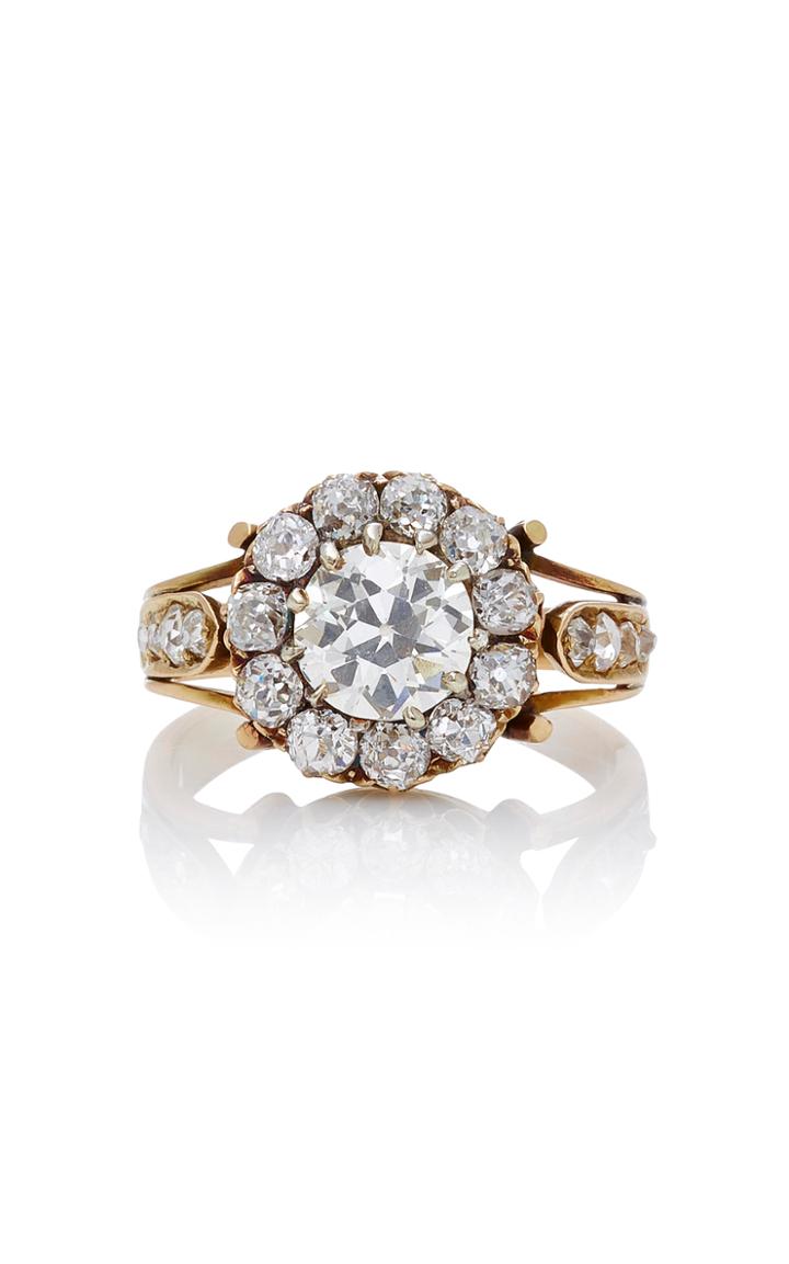 Fred Leighton 18k Yellow Gold Victorian Old European Cut Diamond Cluster Ring