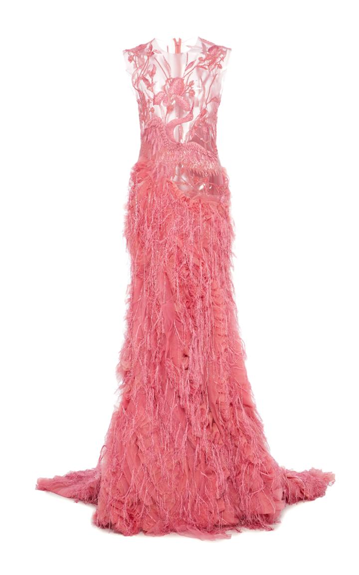 Christian Siriano Illusion Embroidered Gown