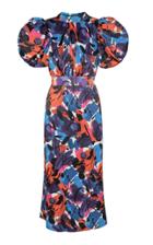 Moda Operandi Rotate Dawn Puff-sleeve Printed Crepe De Chine Midi Dress