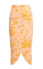 Bambah Naranja Embroidered Midi Pencil Skirt