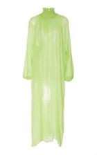 Mara Hoffman Edmonia Sheer Smocked Neck Midi Dress