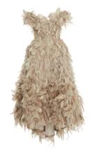 Marc Jacobs Feathered Off-the-shoulder Silk Gown
