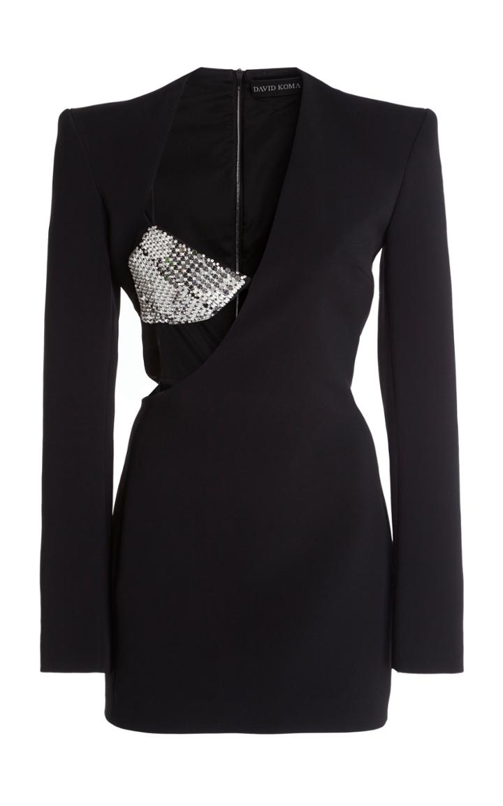 Moda Operandi David Koma Embroidered Cutout Crepe Mini Dress
