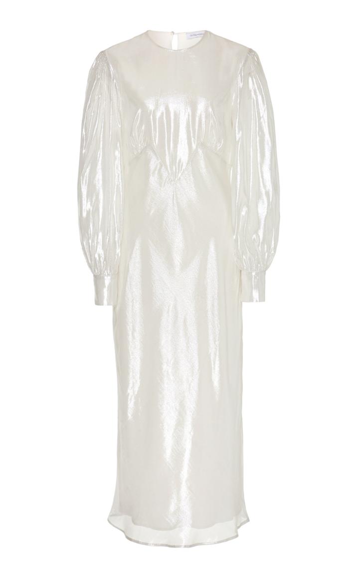 Olivia Von Halle Aureta Silk-lam Midi Dress
