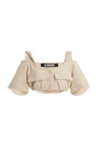 Jacquemus Alzou Linen-blend Crop Top