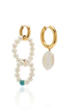 Moda Operandi Timeless Pearly Pearl And Turquoise Bead Earrings