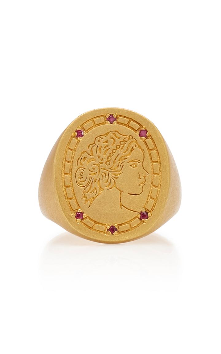 Tenet Jewelry Delilah Ruby-detailed Gold Signet Ring