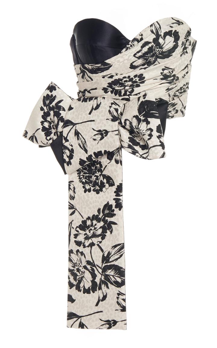 Moda Operandi Redemption Draped Floral Silk Cropped Strapless Top