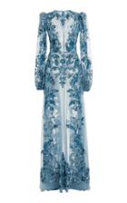 Moda Operandi Zuhair Murad Astor Embroidered Tulle Long Sleeve Gown